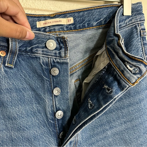Levi’s Premium Ribcage Straight Button Fly Raw Hem Jeans Size 27 - Picture 3 of 15